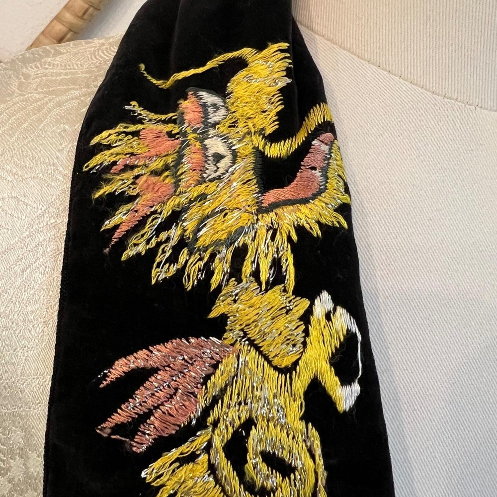 Vintage Dragon Embroidered Silk Brocade Kimono Jacket Duster M - Picture 3 of 10